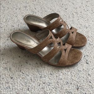 kelly & katie heeled cork sandals/wedges